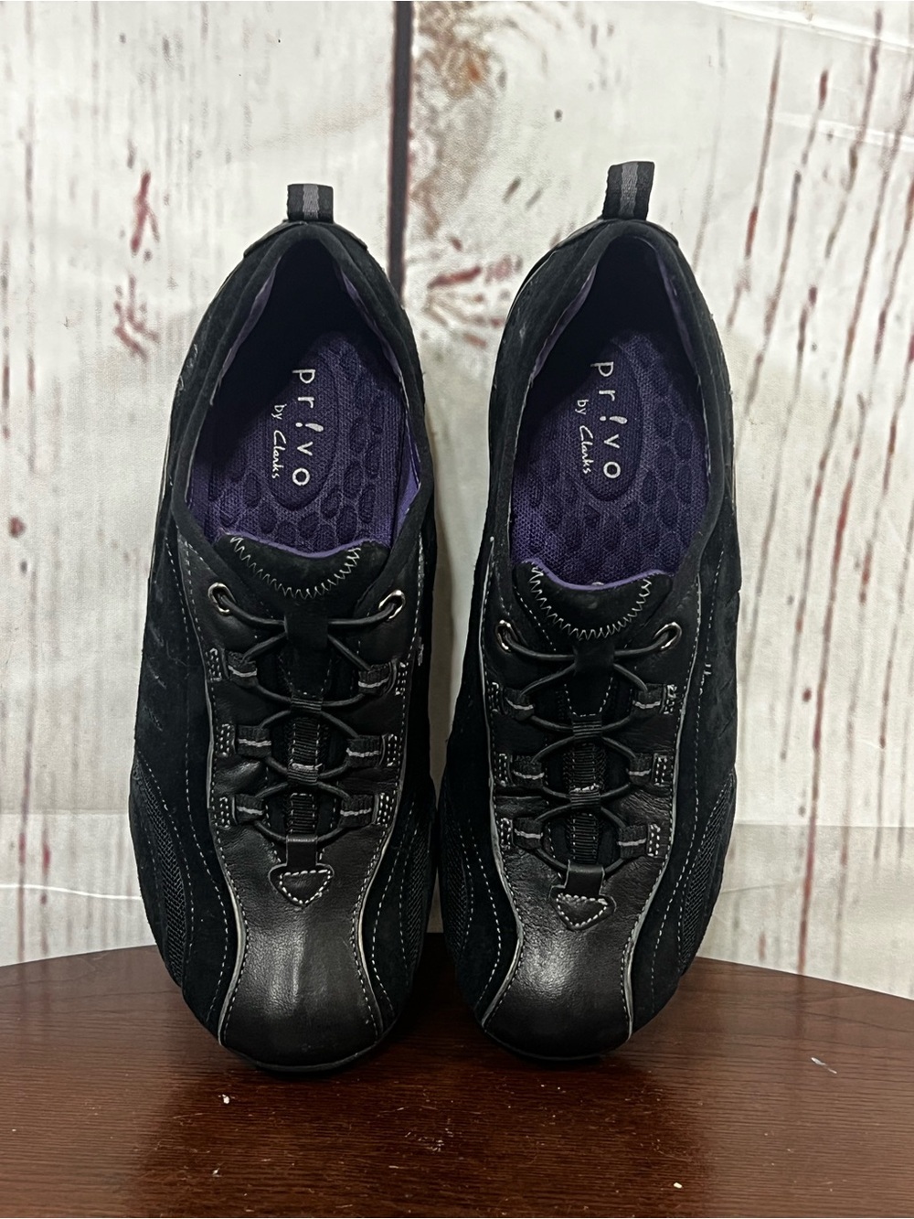 Privo by Clarks Black Slip-On Athletic Sneakers Suede & calf leather women’s 6
